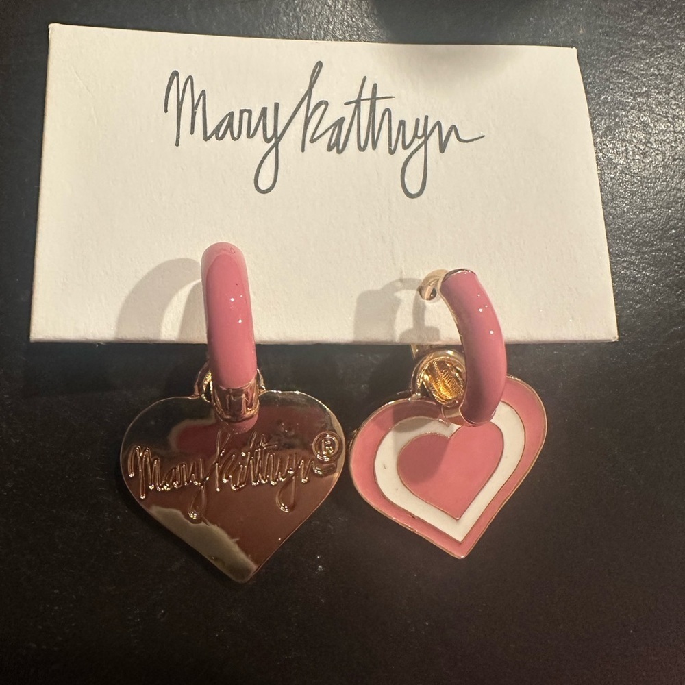 MaryKathryn Pink Heart Blush Of Heart interchangeable Huggie Earrings